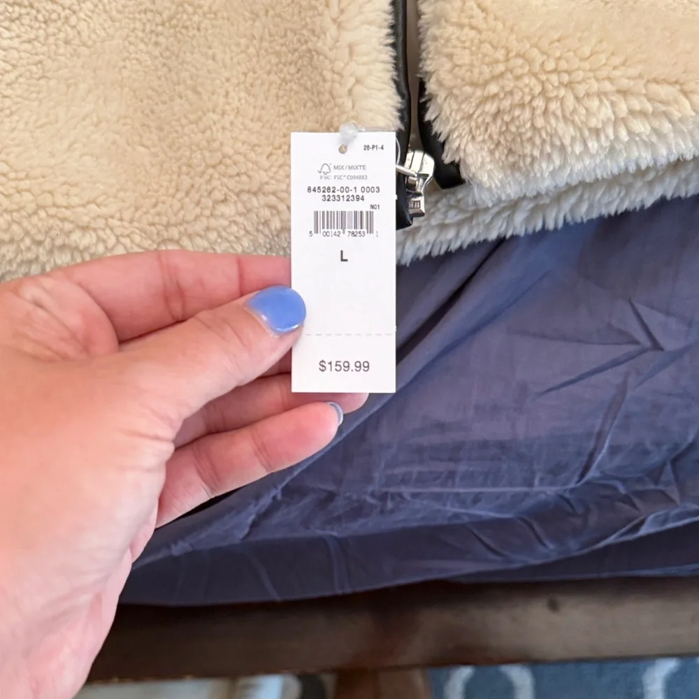 GAP Cream Sherpa Jacket with Black Trim - Picture 2 of 6